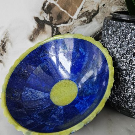 15.5 Cm Hand Crafted Lapis Lazuli Bowl, Stunning Royal Blue Color Handmade bowl from Badakhshsan Afghanistan, stone bowl, healing stone bowl