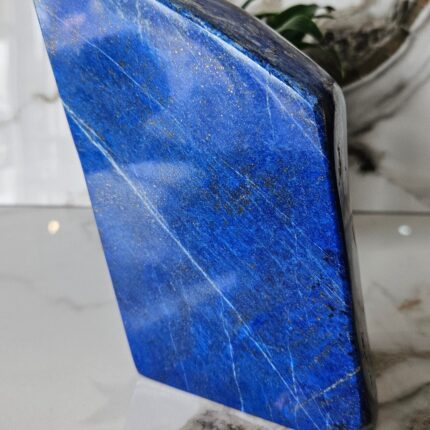 Authentic Lapis Lazuli Tumbled Stone with Free Form Shape, Polished Gemstone for Decoration