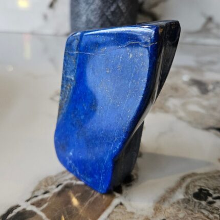 Authentic Lapis Lazuli Tumbled Stone with Free Form Shape, Polished Gemstone for Decoration