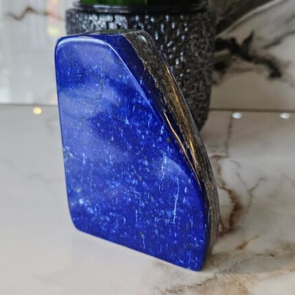 Authentic Lapis Lazuli Tumbled Stone with Free Form Shape, Polished Gemstone for Decoration