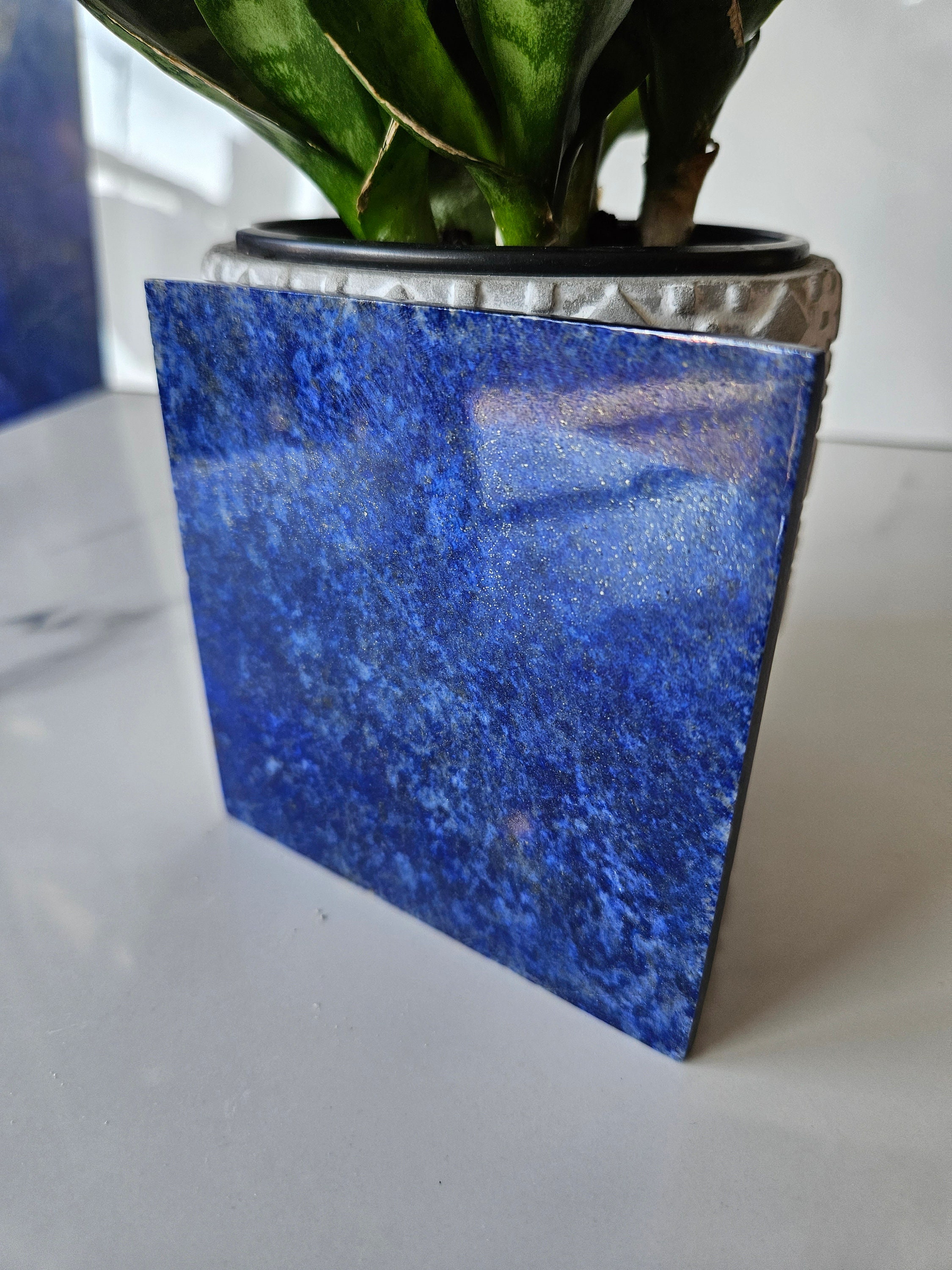 Lapis Lazuli Stone Sided Tile |  Crystal Decor, intuition, Amethyst, High Grade, handmade tiles, Crystal Towers, courage, soothe migraines