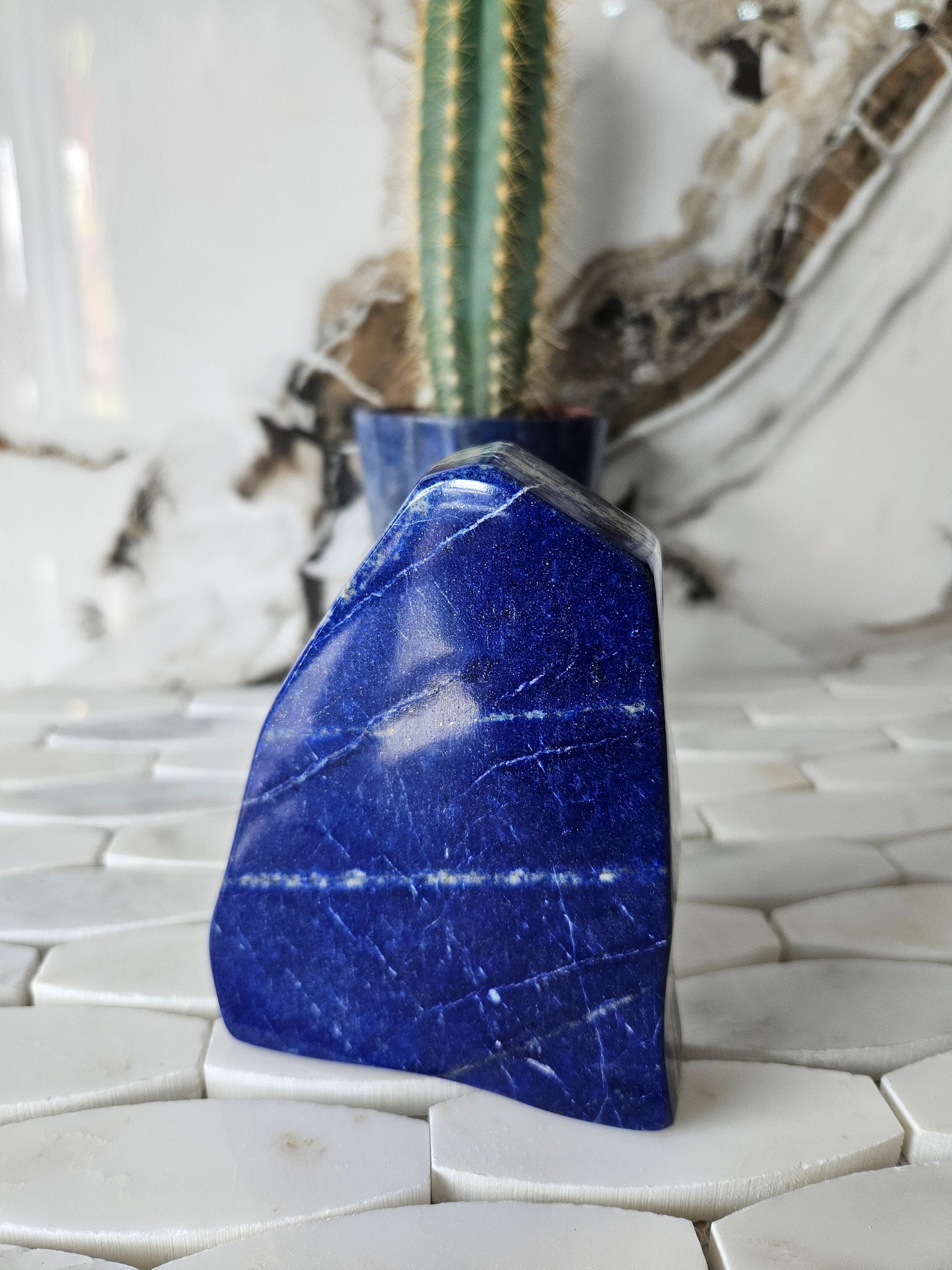 Tumbled Stone A++ Lapis Lazuli Free Form, Raw Natural Blue Stone, leadership, High Grade, Lapis Palm Stone, Anxiety, Blue Aventurine