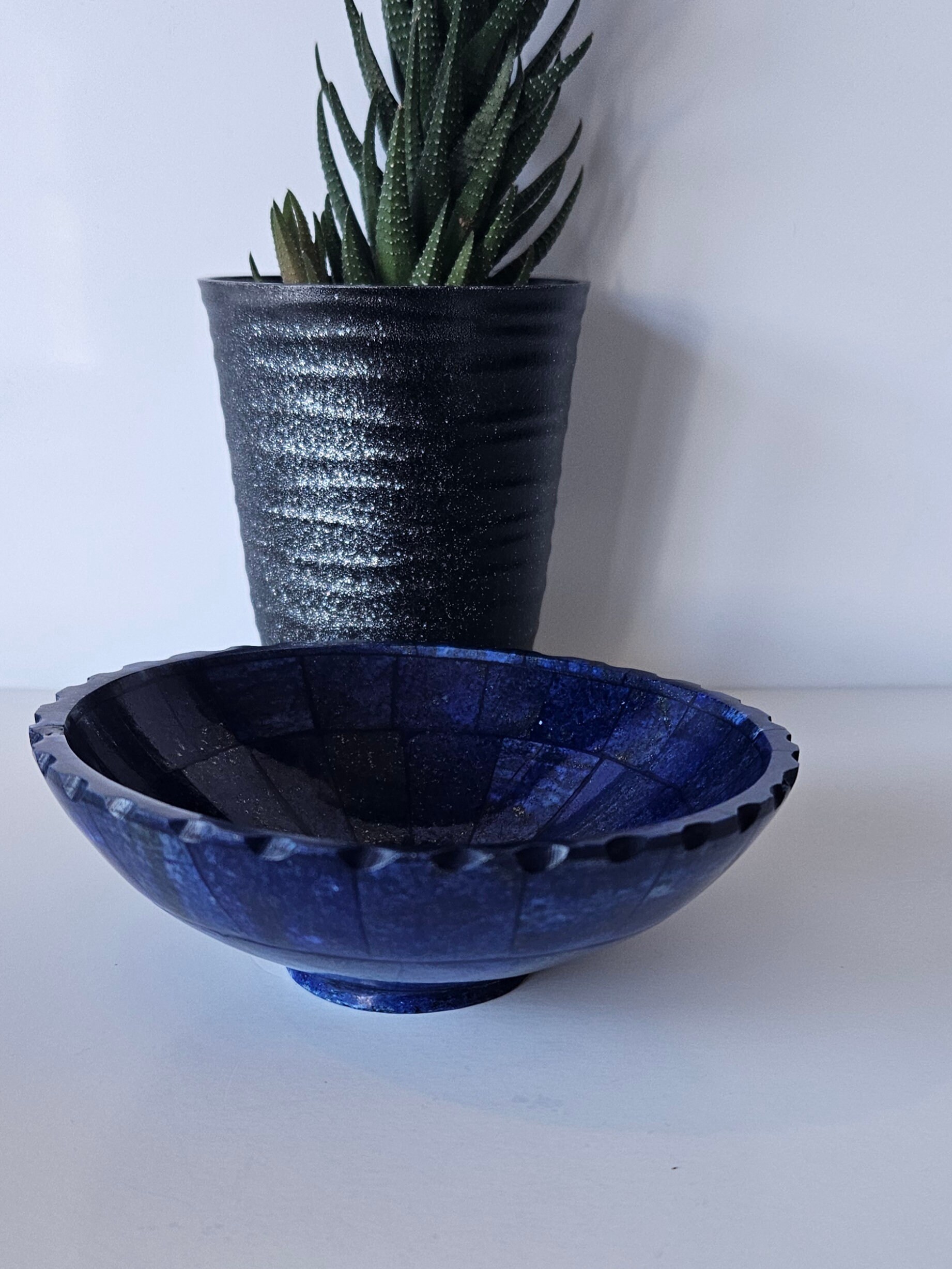 13 Cm Hand Crafted Lapis Lazuli Bowl, Stunning Royal Blue Color Handmade bowl from Badakhshsan Afghanistan, stone bowl, healing stone bowl