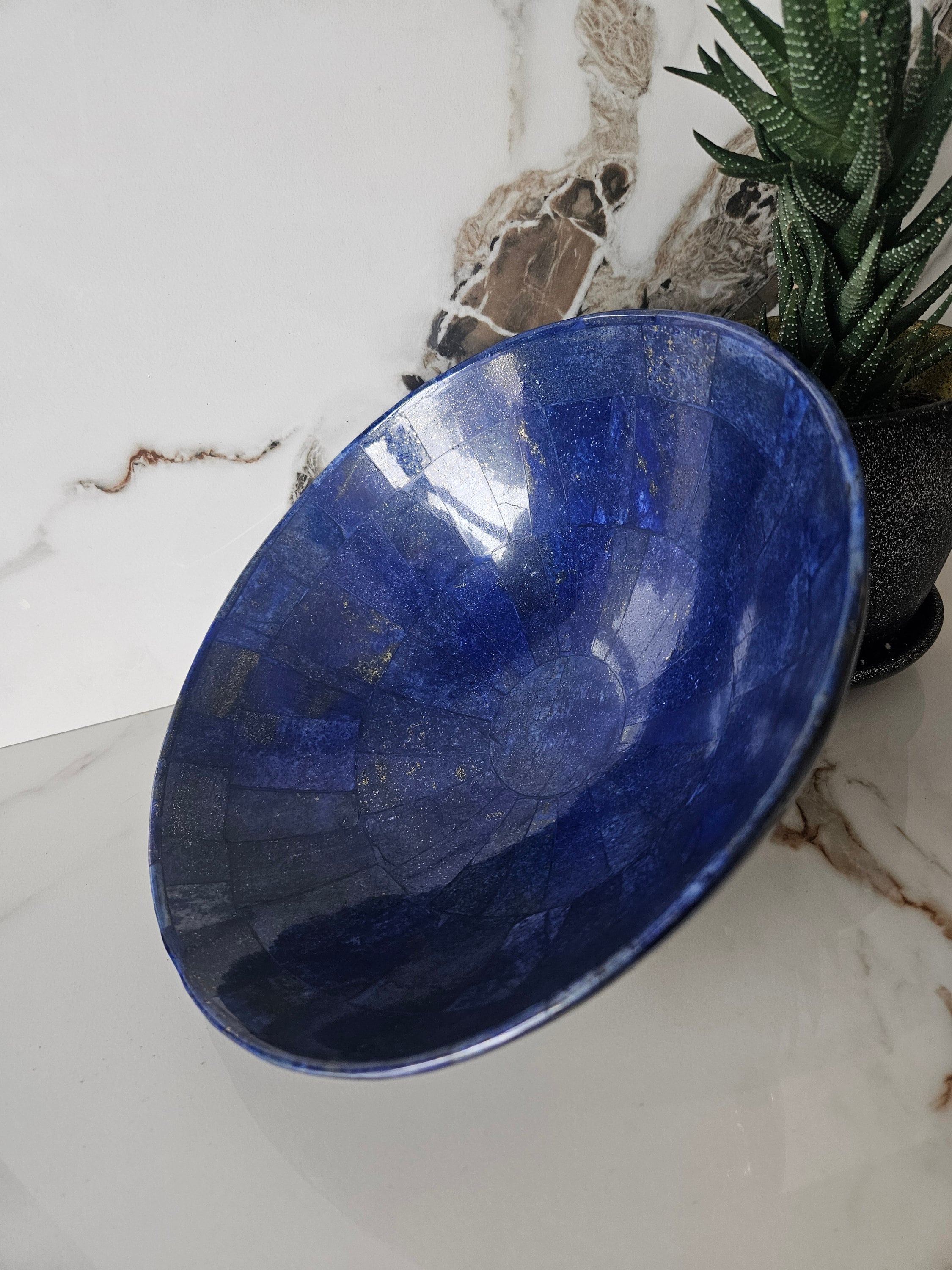 Hand Crafted Lapis Lazuli Bowl Ovel Shape Stunning Royal Blue Color Handmade bowl from Badakhshsan Afghanistan