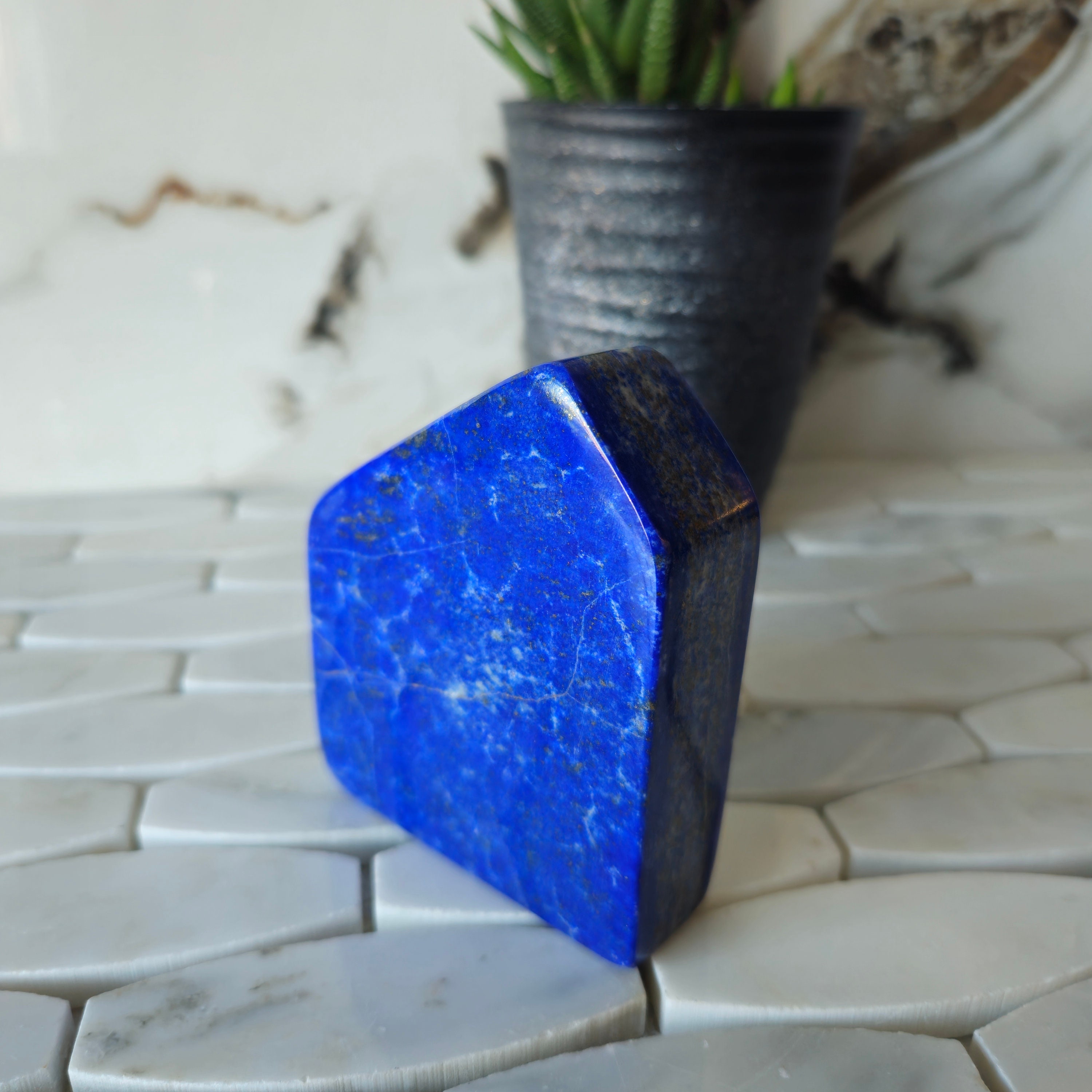 Free Form A++ Lapis Lazuli , Lapis, Polished Tumble, blue stone, willpower, Desk Accessories, Lapis lazuli, flat back, Self Expression
