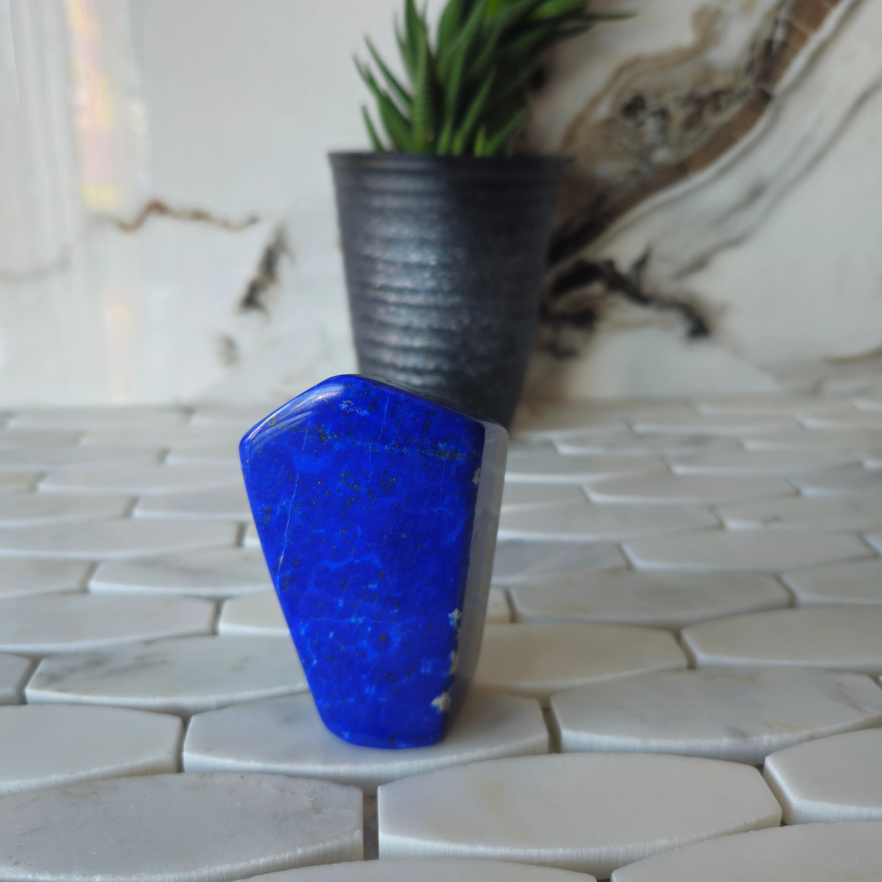 Free Form A++ Lapis Lazuli , Lapis, Polished Tumble, birthday gift, Tumbled, Pyrite slab, Earth Stone, Medallion, intuition, flagstone