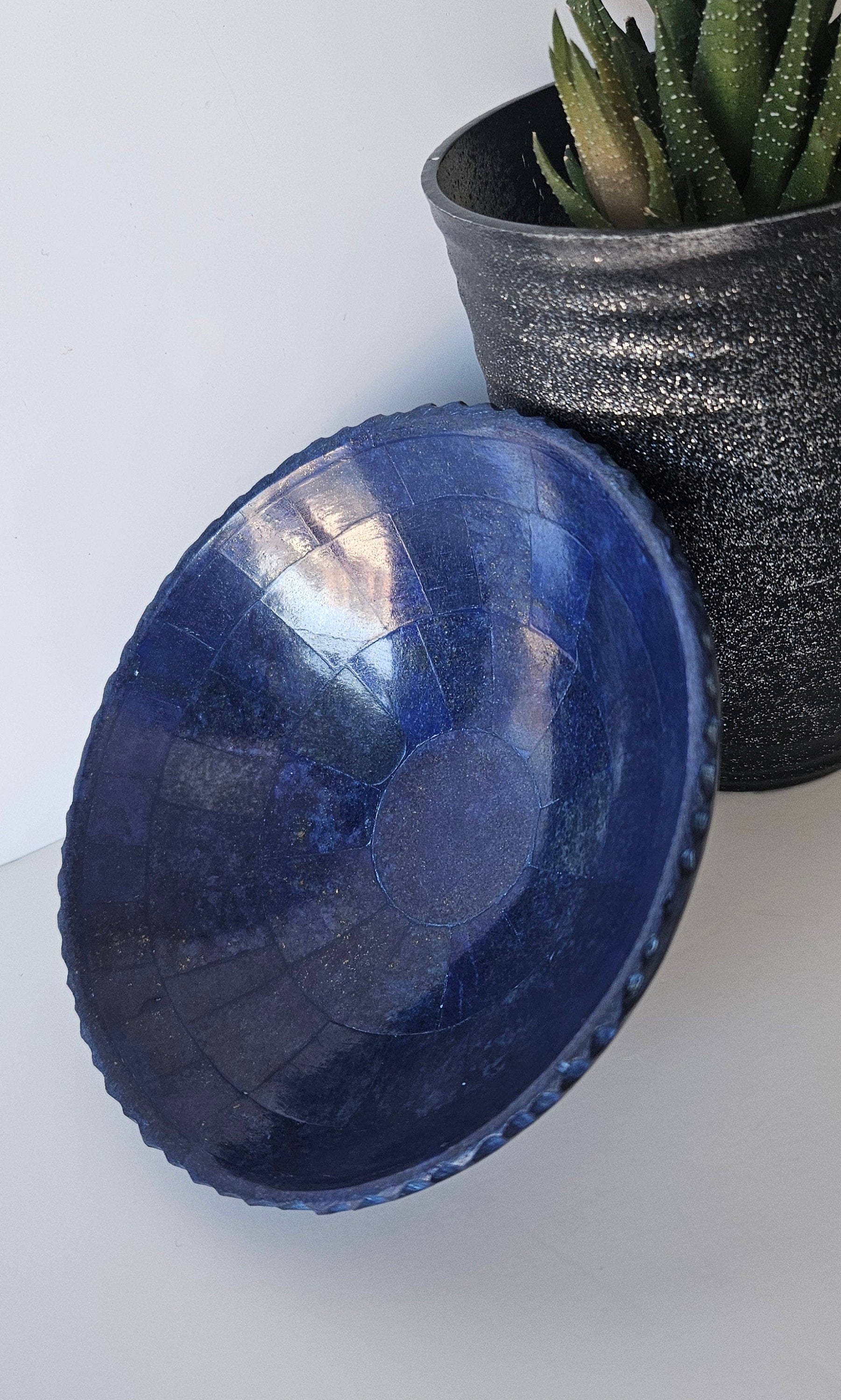 13 Cm Hand Crafted Lapis Lazuli Bowl, Stunning Royal Blue Color Handmade bowl from Badakhshsan Afghanistan, stone bowl, healing stone bowl