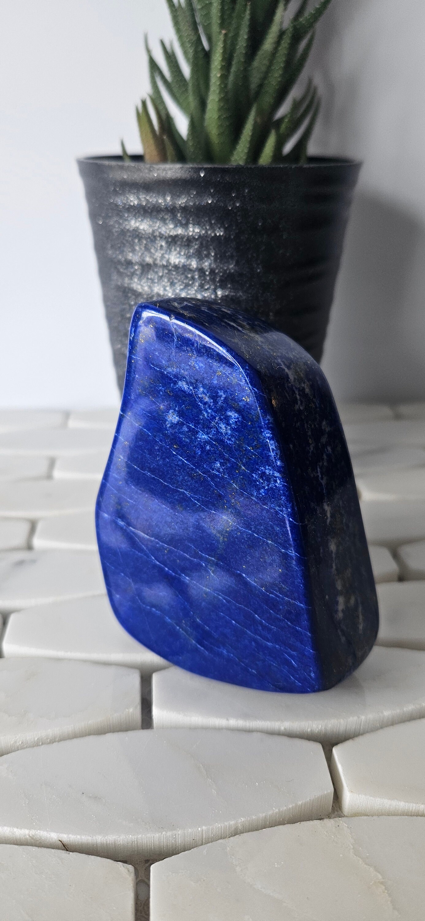 Tumbled Stone A++ Lapis Lazuli Free Form, Best Friend Gift, royal blue, leadership, polished slab, Vinyl, Worry Stone, Pyrite slab, Crystal