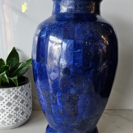 Handmade Afghan Lapis Lazuli Vase: Patchwork Flower Pot (29x17 Cm)