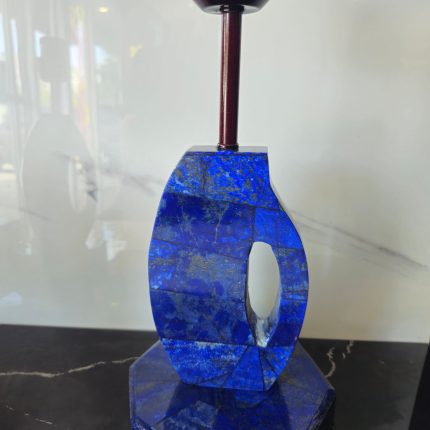 Handmade Lapis Lazuli Lamp: Gemstone Table Decor, Ambient Lighting